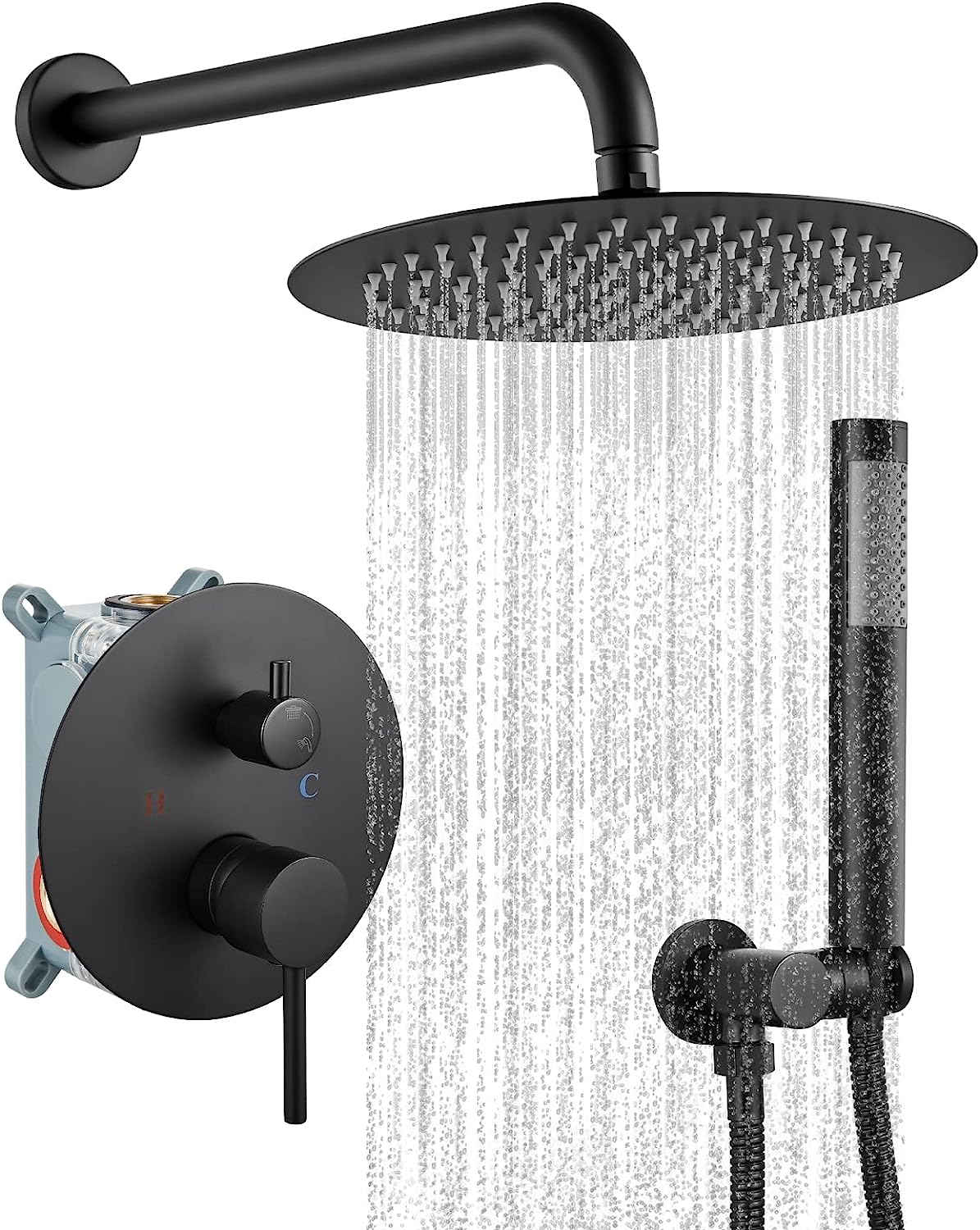 Concealed Shower System With 10" Round Rainfall Shower Head Shower System – Meghatile