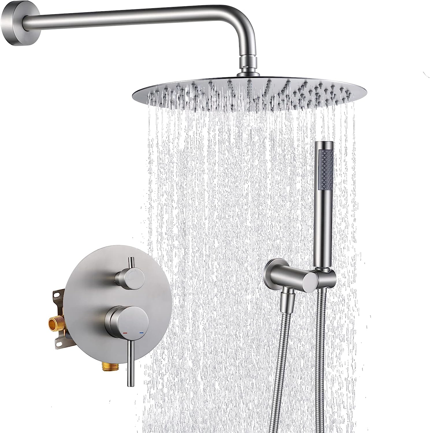 CONCEALED SHOWER SYSTEM WITH 10" ROUND RAINFALL SHOWER HEAD