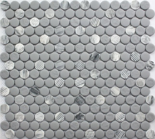 FWMGST2009 Gray Granite Penny Round Mosaic