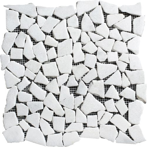 Mtmwhpbm12 Pb-05 White Carrara Pebble Mosaic – Meghatile