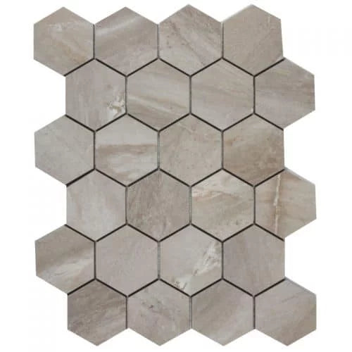 Ppmcghem33 Canyon Grigio 3" Hexagon 11.22"X14.76" Mosaic – Meghatile