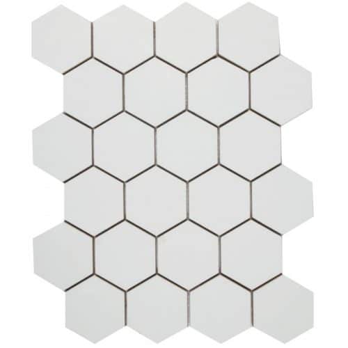 Ppmmahem33 Marginal White 3" Hex. 11.22" X 14.76" Mosaic – Meghatile