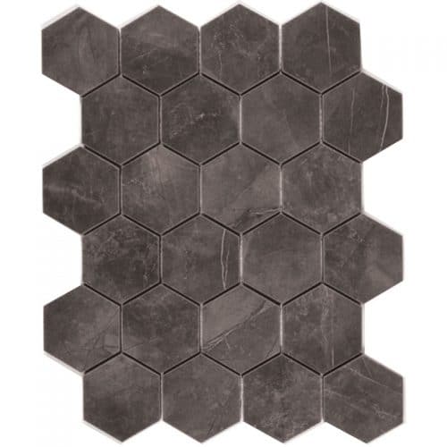 Ppmpnhem33 Pulpis Nero 3" Hexagon 11.22"X14.76" Mosaic – Meghatile