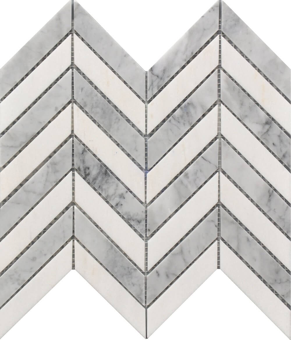 Ustmchev011 White & Gray Chevron Mosaic – Meghatile