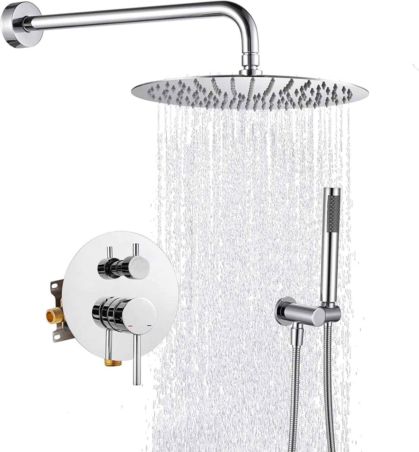 CONCEALED SHOWER SYSTEM WITH 10" ROUND RAINFALL SHOWER HEAD
