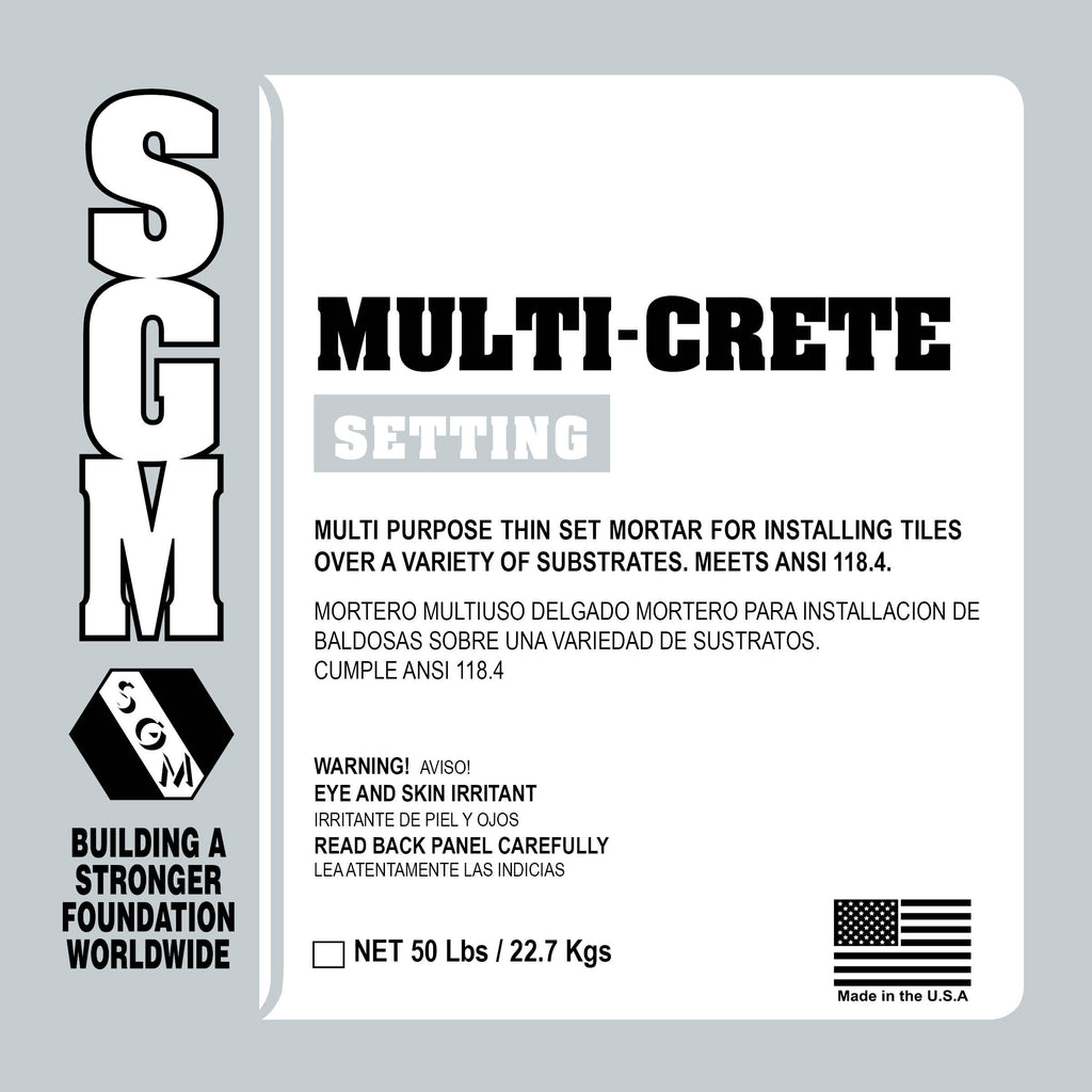 Mortar Label Multi-Crete All-Purpose Thin-Set Mortar Settings Materials